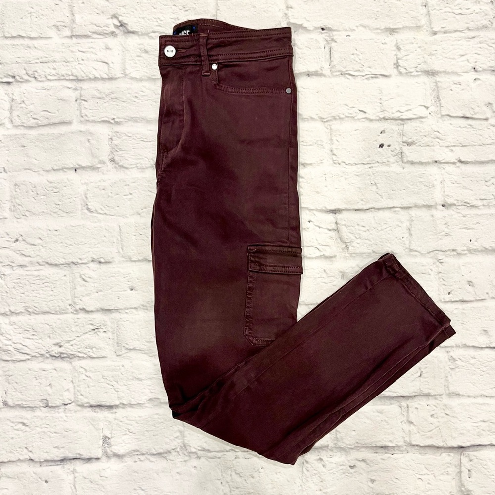 Paige Burgundy Stretch Utility Jeans